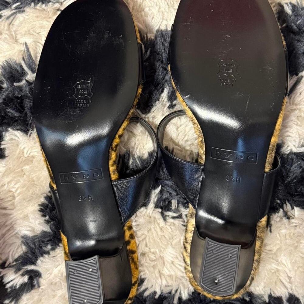 Leopard Print Leather Strap Mules - image 3